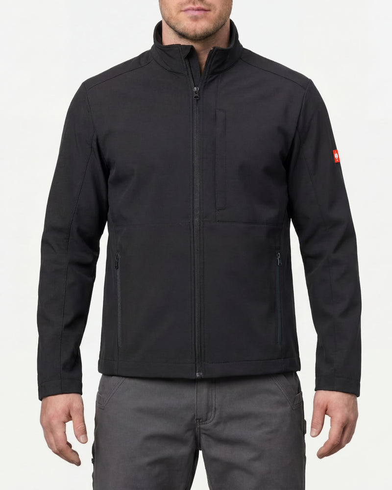 STRAUSS e.s.trail pure softshell jacket in black worn, front view