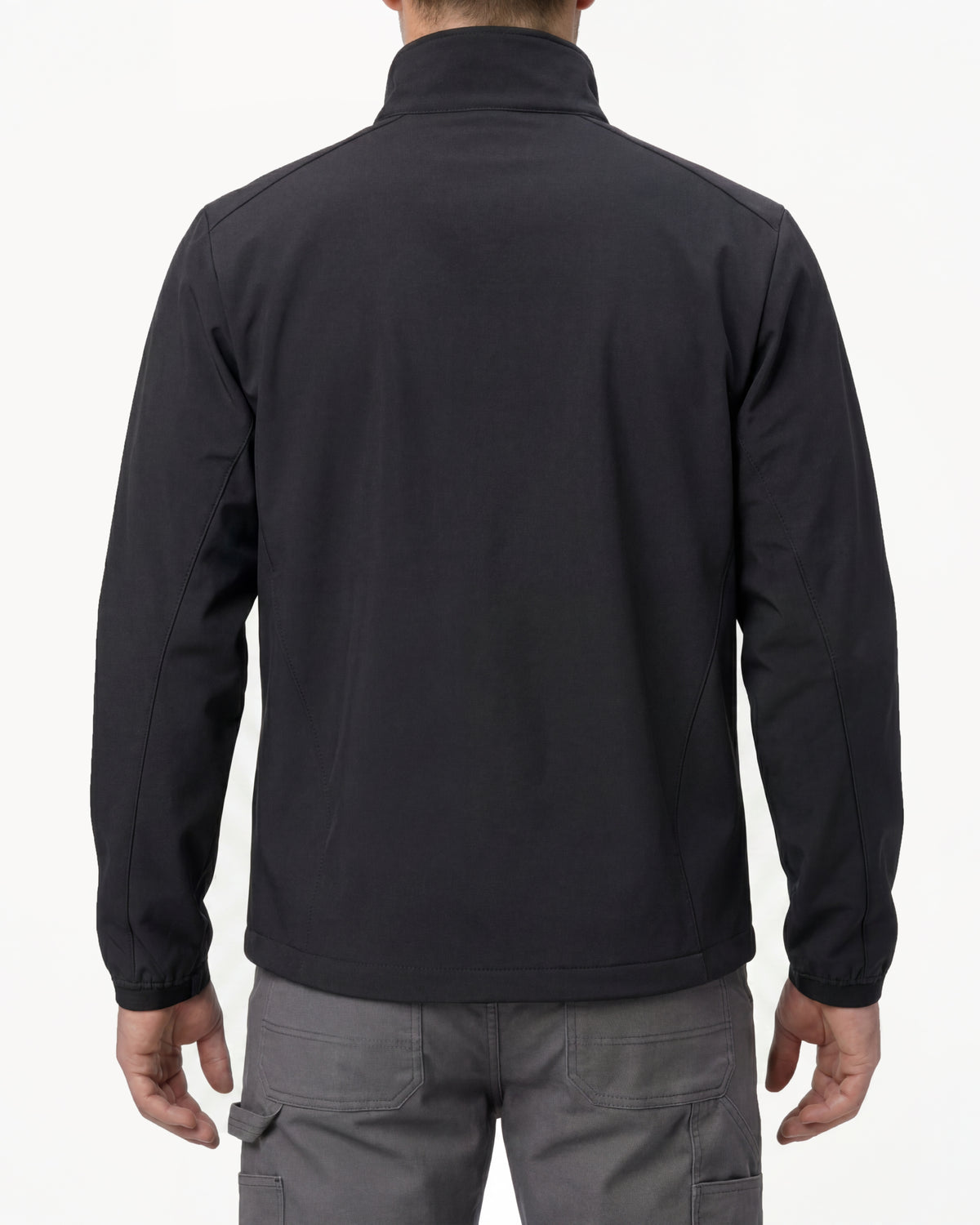 STRAUSS e.s.trail pure softshell jacket in black worn, back view