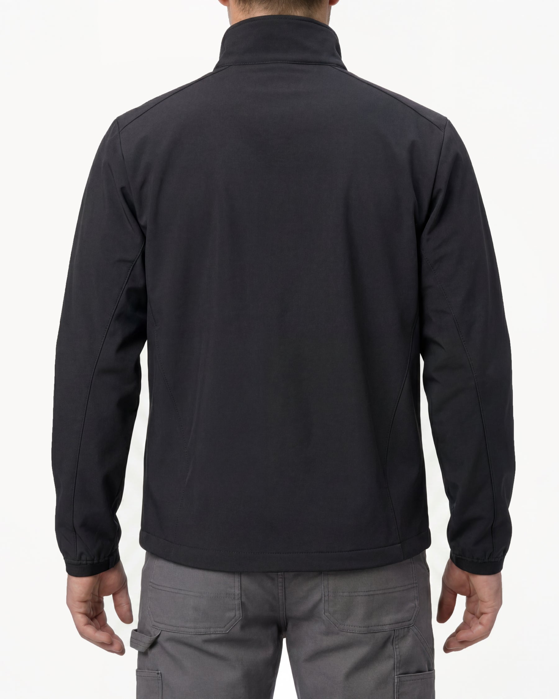 STRAUSS e.s.trail pure softshell jacket in black worn, back view