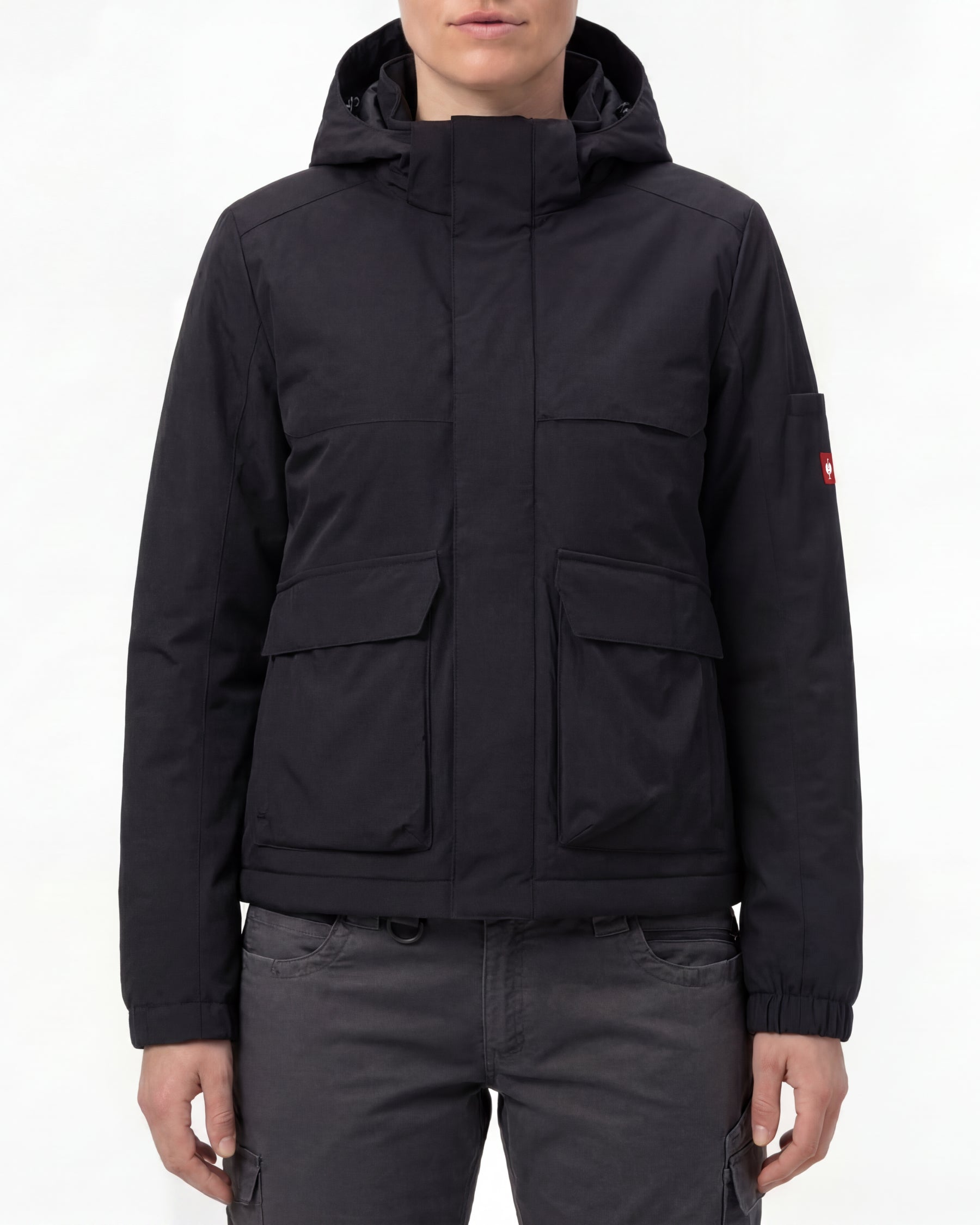 STRAUSS women's e.s.trail winter jacket in black worn, front view
