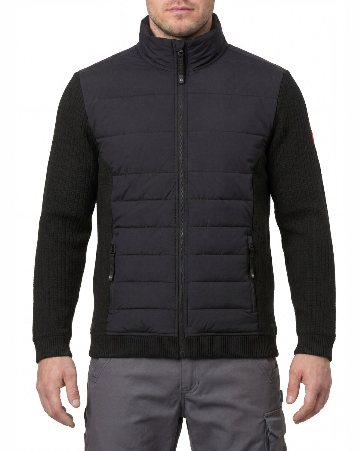STRAUSS e.s.trail pure hybrid jacket in black worn, front view