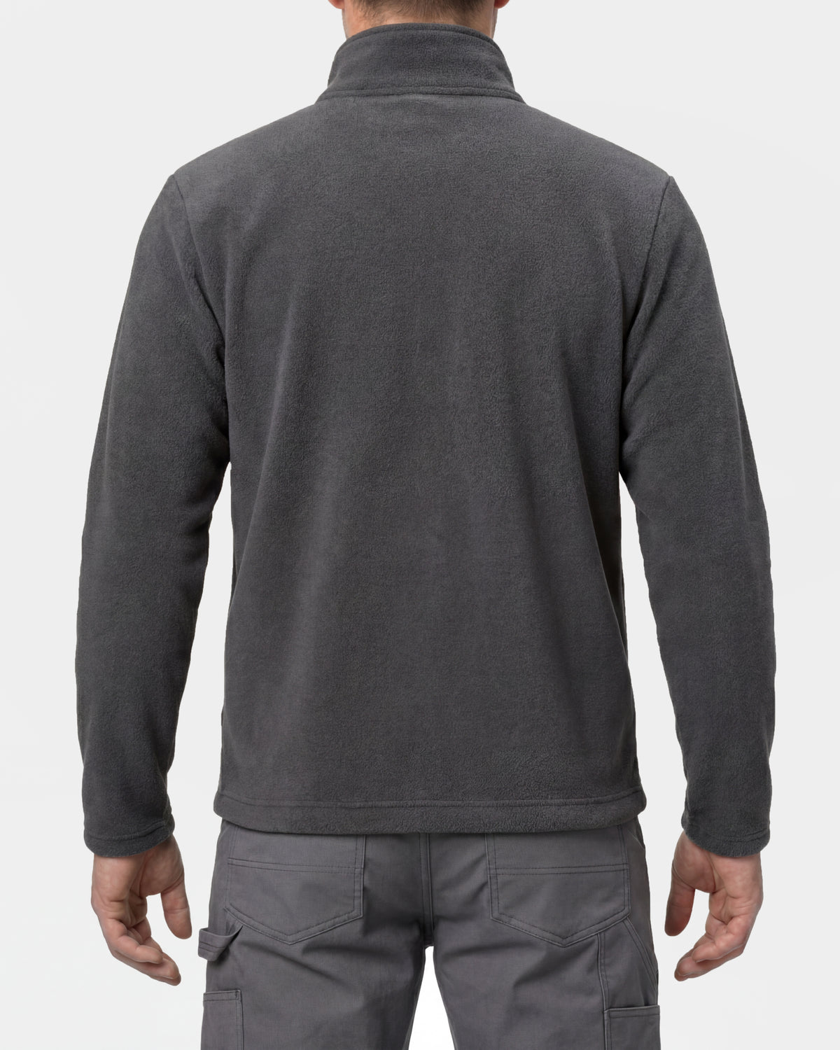 STRAUSS full-zip fleece jacket in carbon gray worn, back view