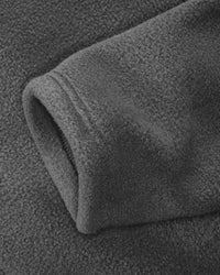 Close-up of fleece texture and zipper details on STRAUSS full-zip fleece jacket in carbon gray