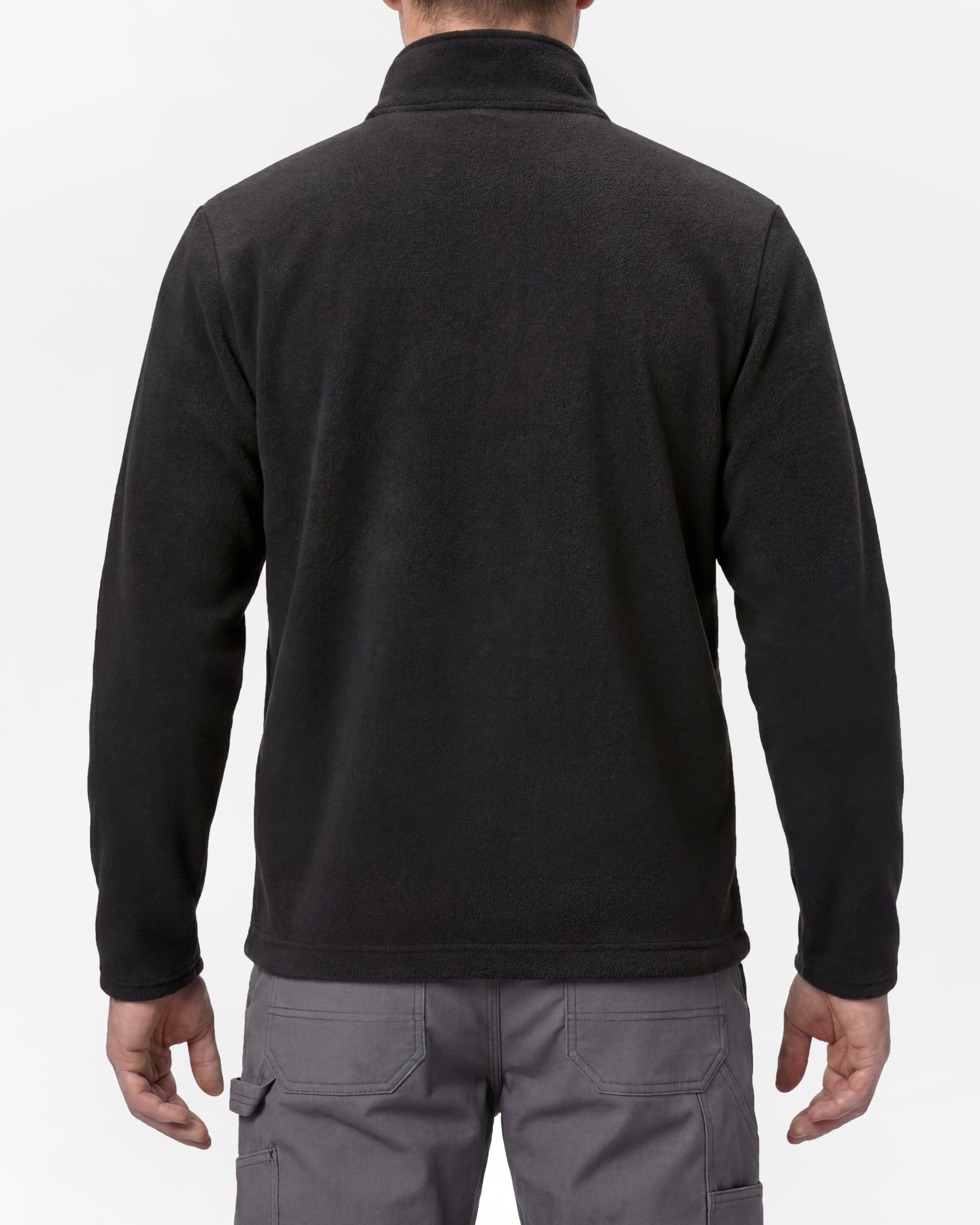 STRAUSS full-zip fleece jacket in black worn, back view