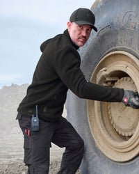 STRAUSS full-zip fleece jacket in black in use on the job
