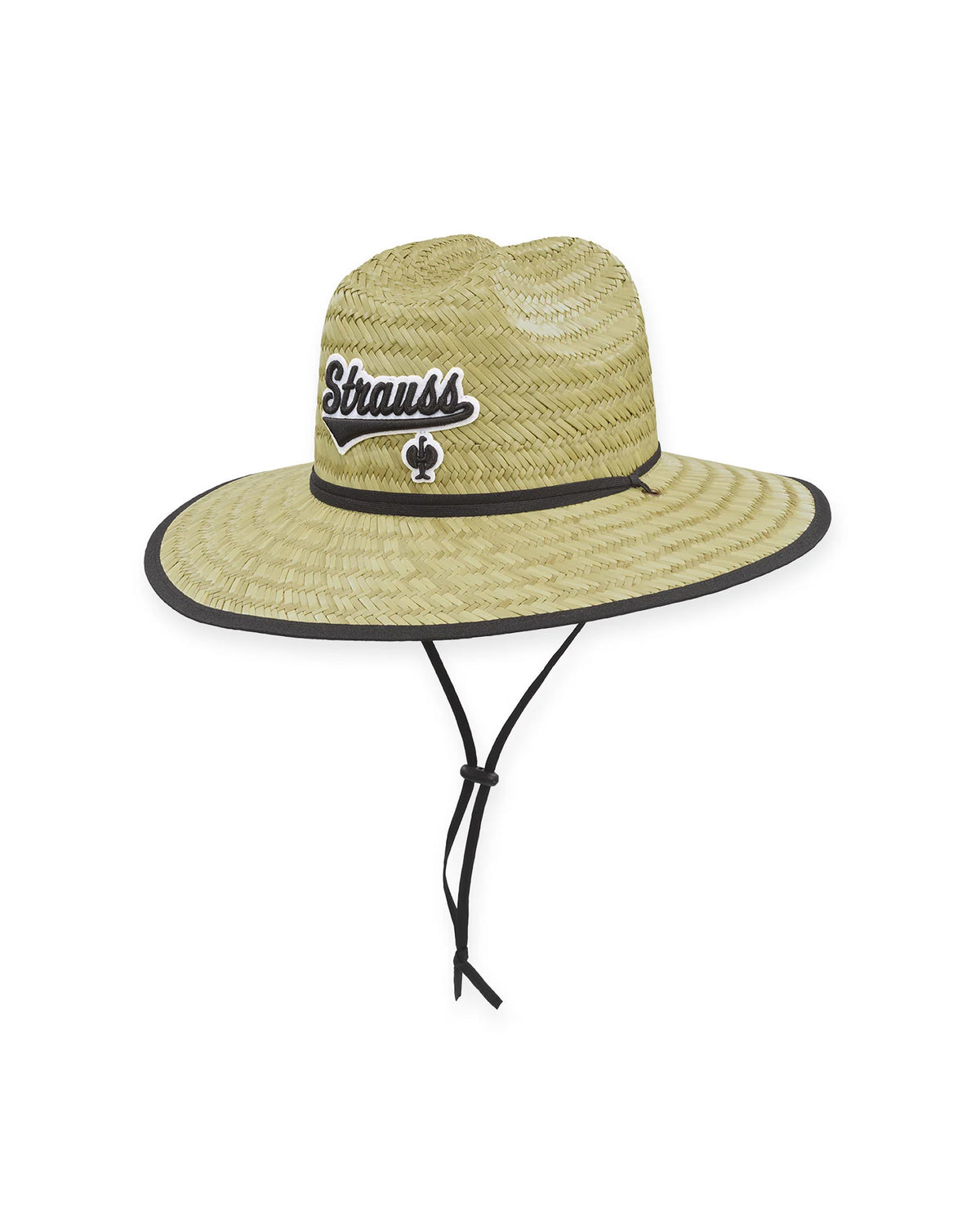 Light brown STRAUSS e.s.e:pic straw hat with a wide brim and woven texture.