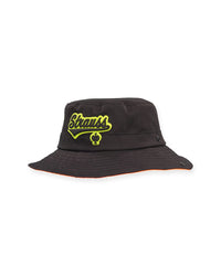 Black STRAUSS kids' e.s.e:pic bucket hat with an all-around brim.