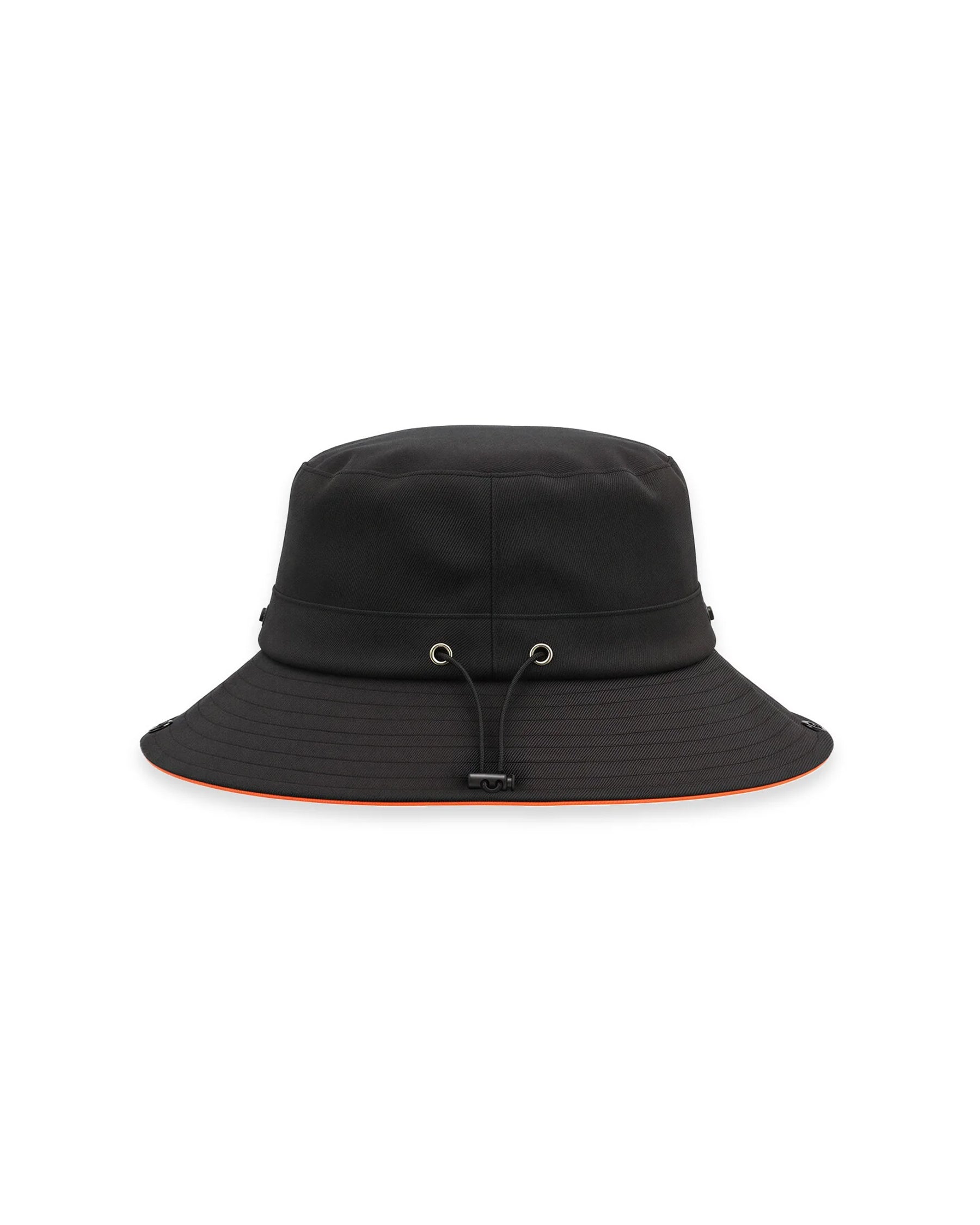 Black STRAUSS kids' e.s.e:pic bucket hat showing fabric, brim shape, and logo detail.