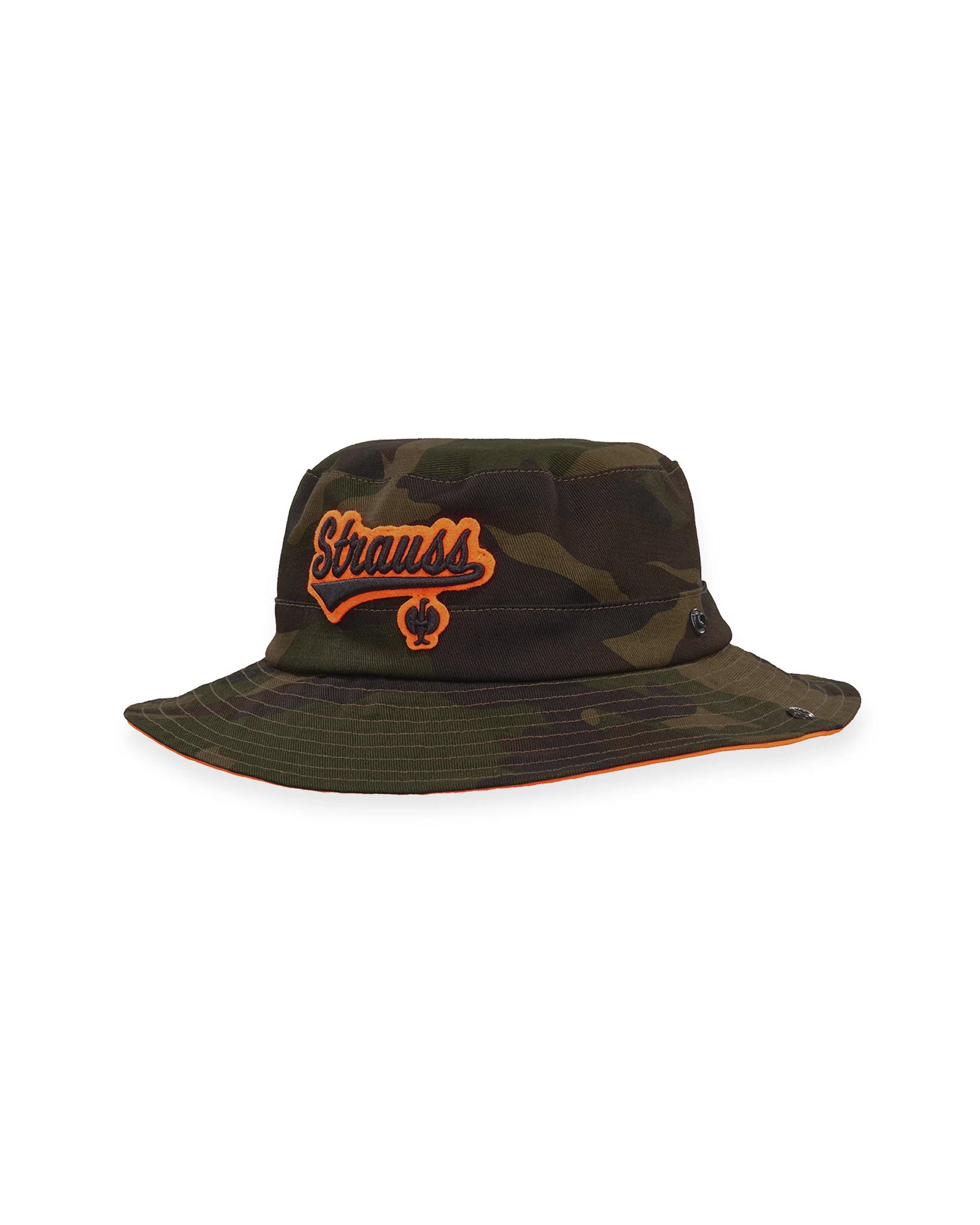Camouflage STRAUSS kids' e.s.e:pic bucket hat with an all-around brim.