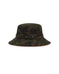 Camouflage STRAUSS kids' e.s.e:pic bucket hat showing fabric, brim shape, and logo detail.