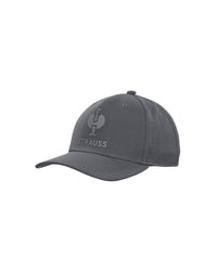 Black cap with a logo on a white background