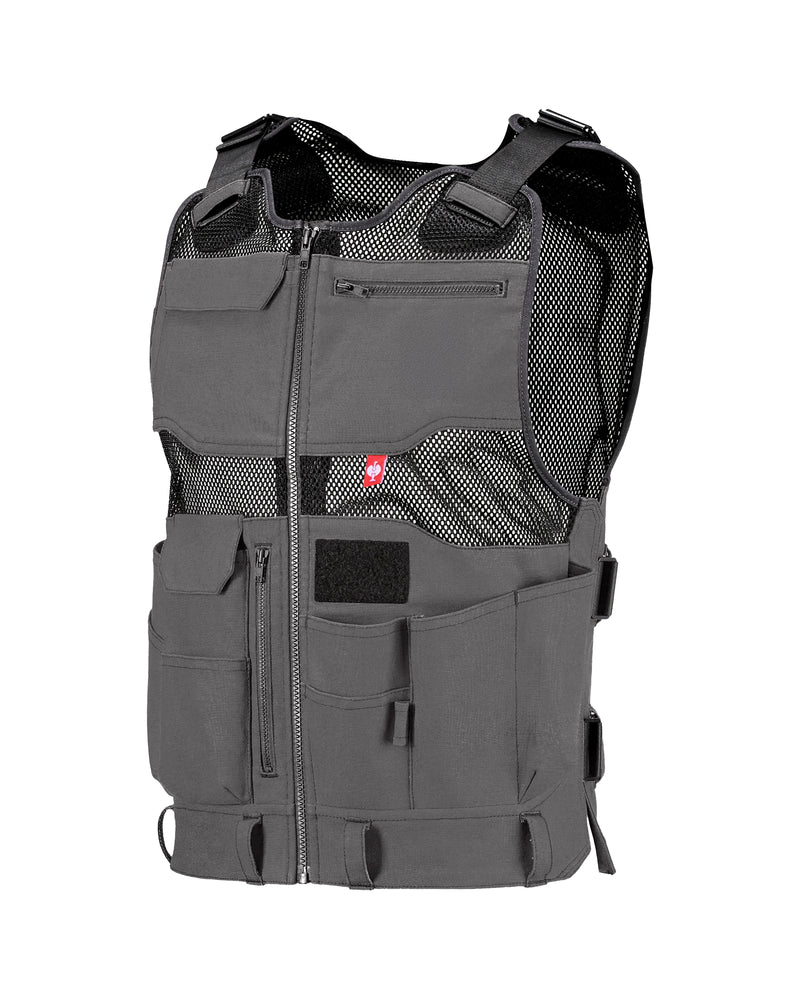 STRAUSS e.s.iconic tool vest in carbon gray and black, front view