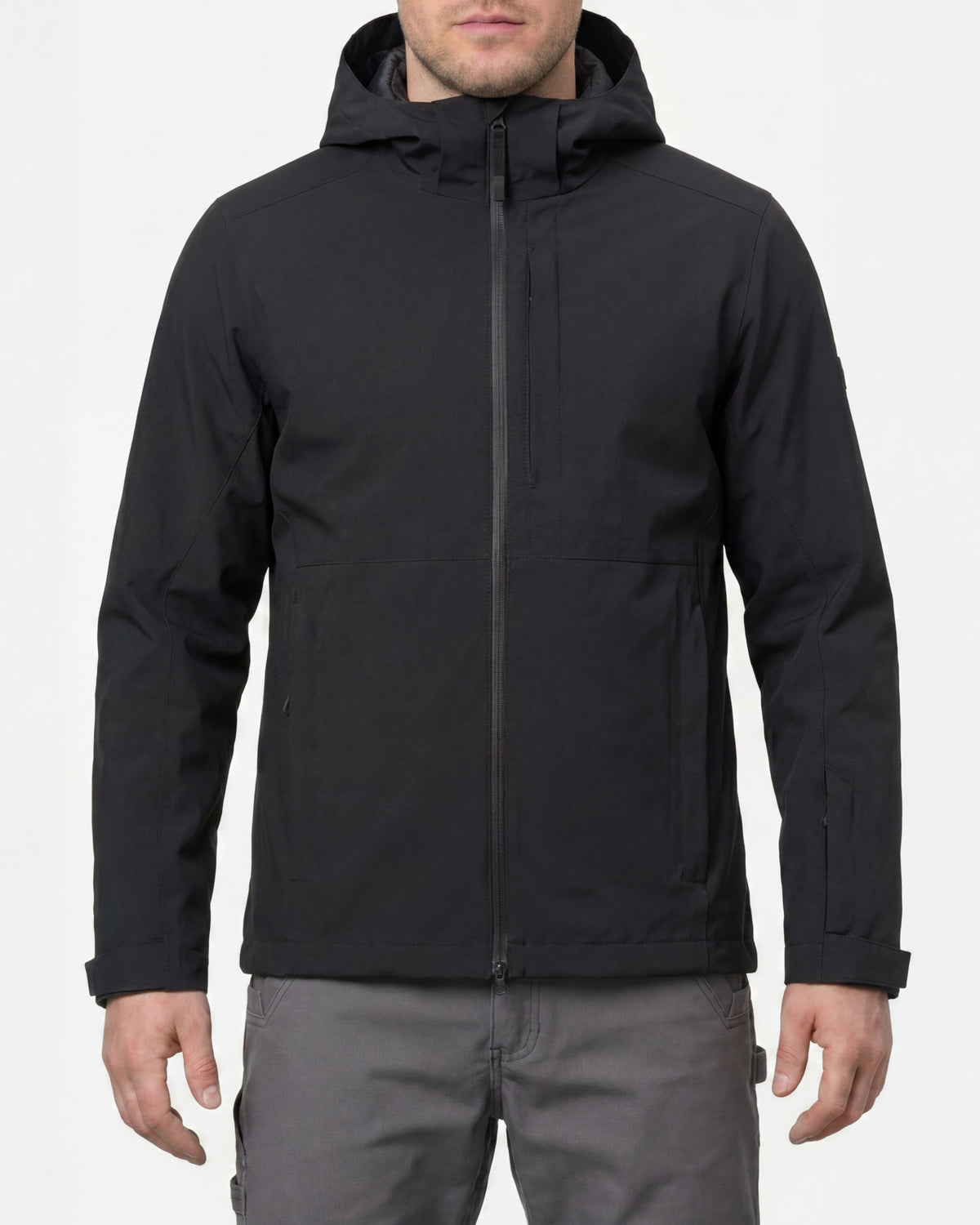 STRAUSS e.s.trail pure 3-in-1 functional snow jacket in black worn, front view