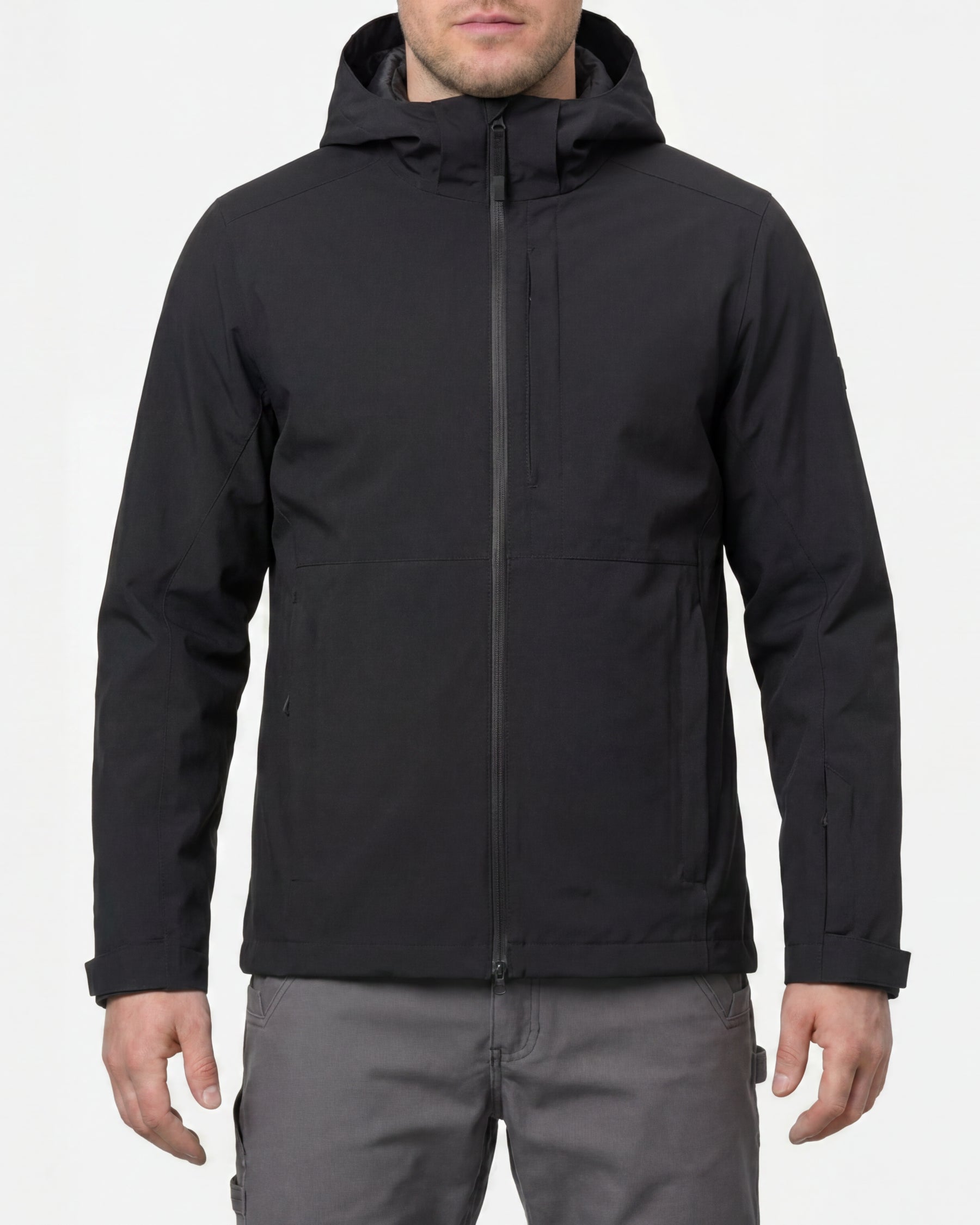 STRAUSS e.s.trail pure 3-in-1 functional snow jacket in black worn, front view