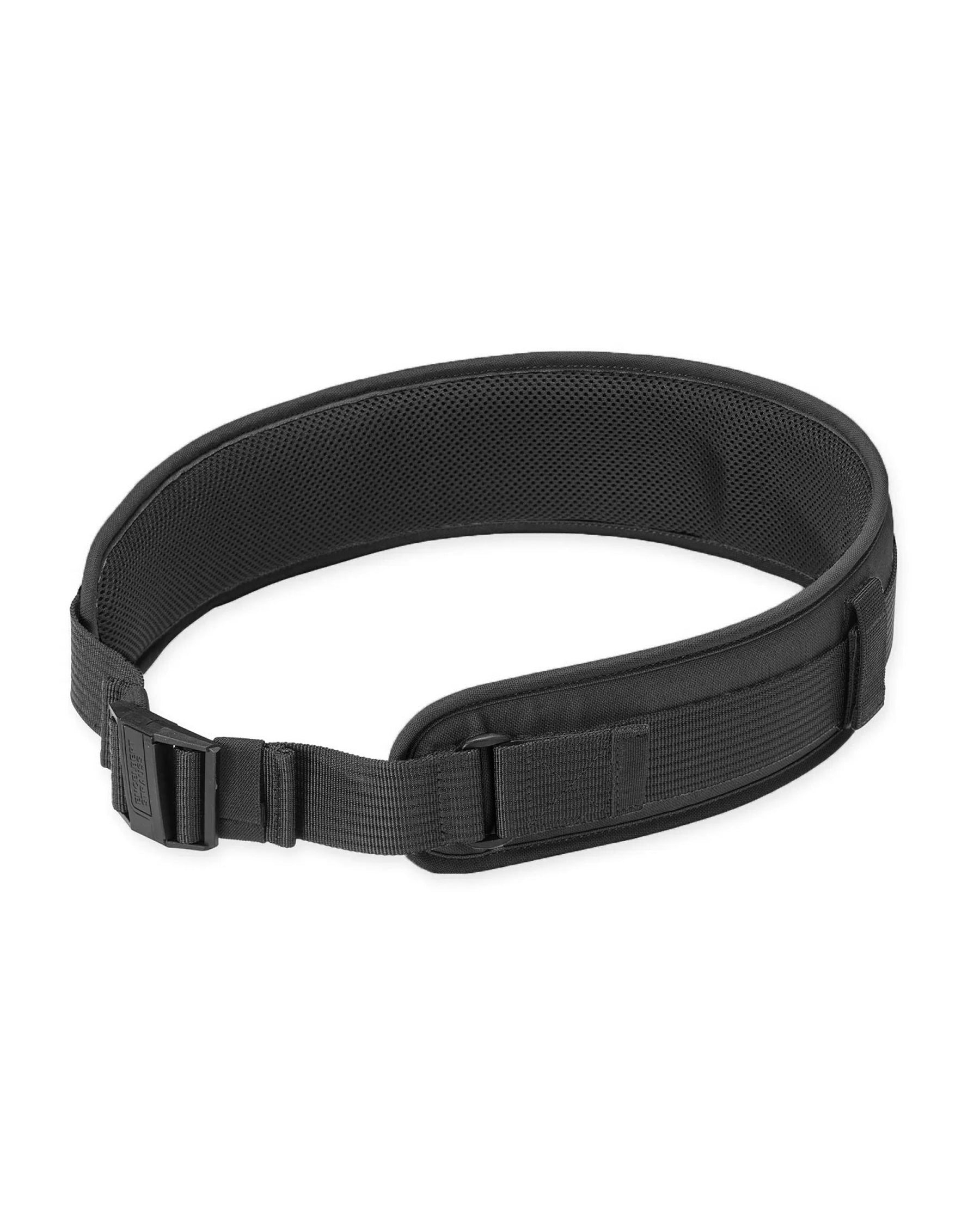 Black STRAUSS e.s.iconic tool belt with buckle closure and attachment points for work accessories.