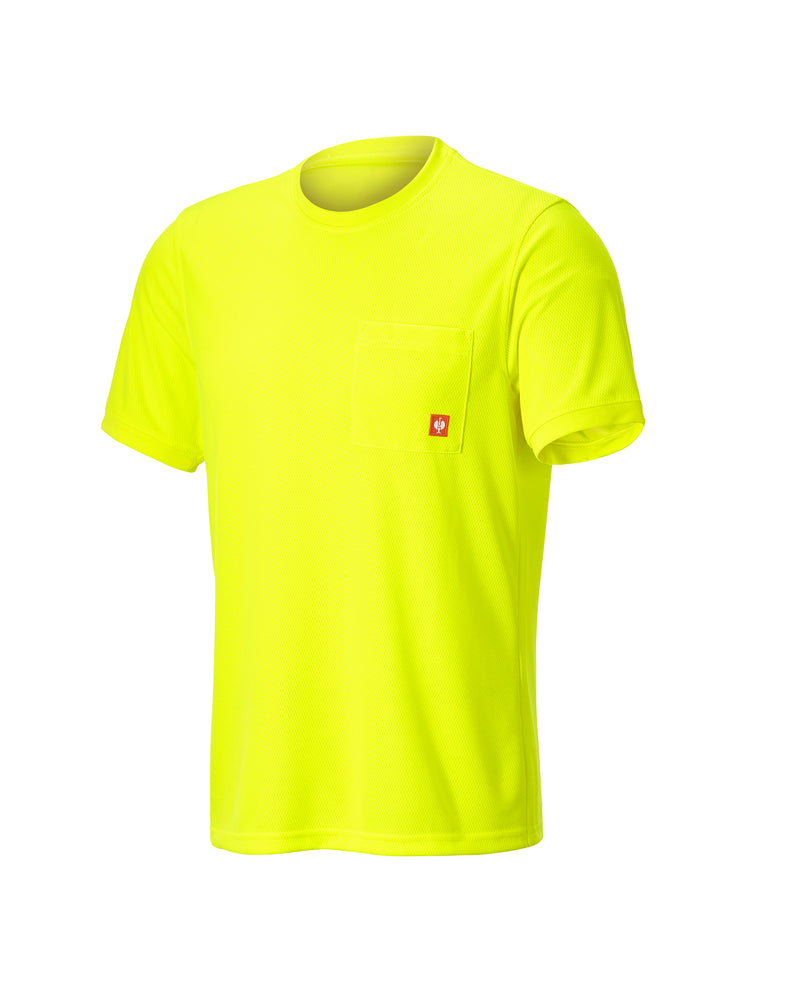 STRAUSS Enhanced Visibility Performance T-Shirt in neon yellow on a plain product background