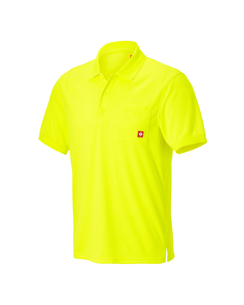 STRAUSS Enhanced Visibility Performance Polo Shirt in neon yellow on a plain product background
