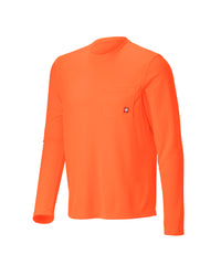 STRAUSS Enhanced Visibility Performance Long Sleeve Shirt in neon orange on a plain product background