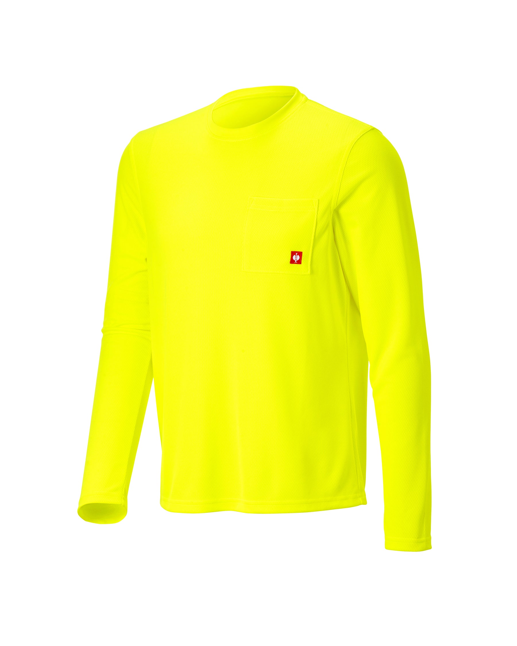 STRAUSS Enhanced Visibility Performance Long Sleeve Shirt in neon yellow on a plain product background