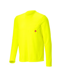 STRAUSS Enhanced Visibility Performance Long Sleeve Shirt in neon yellow on a plain product background