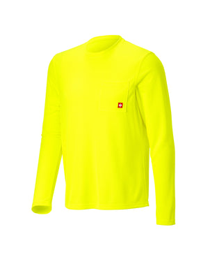 STRAUSS Enhanced Visibility Performance Long Sleeve Shirt in neon yellow on a plain product background