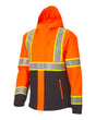 STRAUSS Class 2 high visibility waterproof jacket in neon orange and black