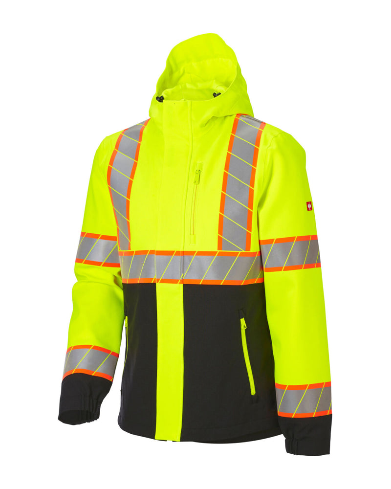 STRAUSS Class 2 high visibility waterproof jacket in neon yellow and black