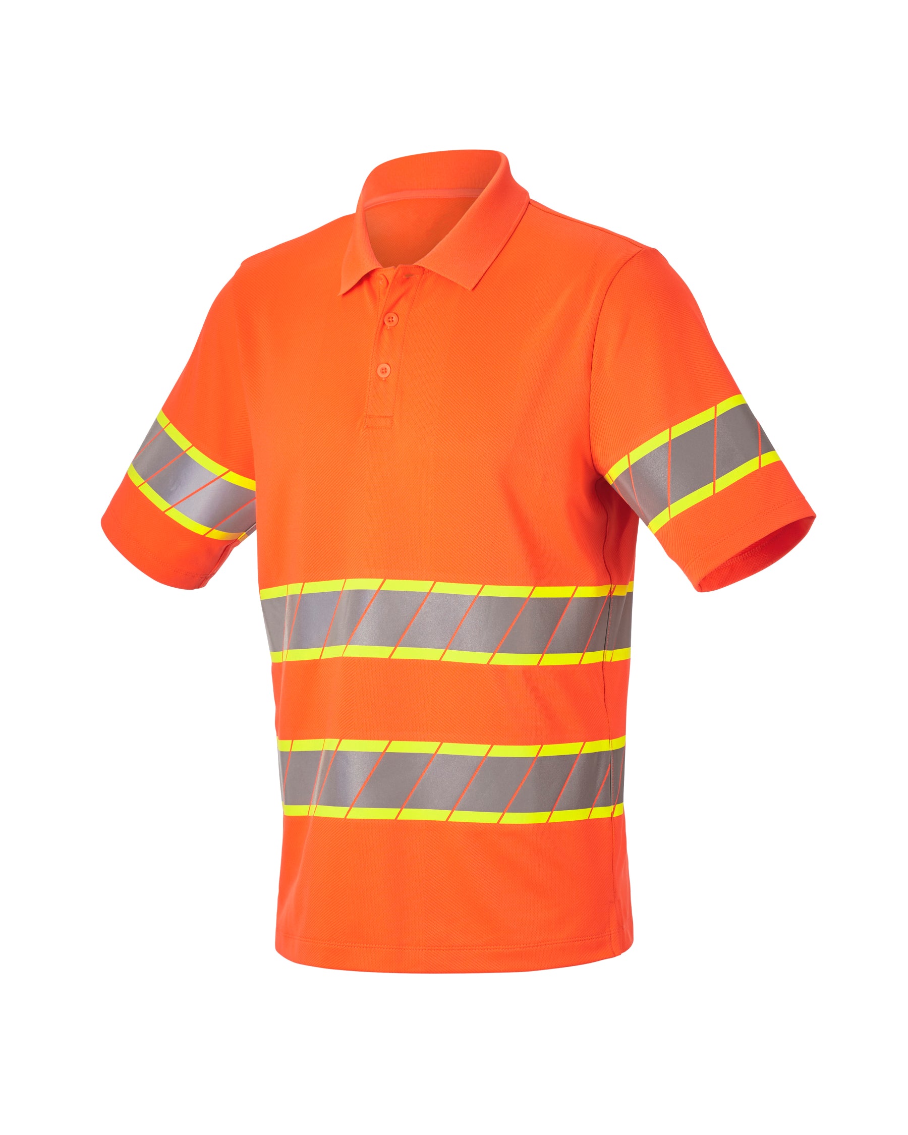 STRAUSS Class 2 High Visibility Polo Shirt in neon orange on a plain product background