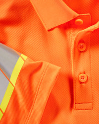 Reflective striping and fluorescent fabric on the STRAUSS Class 2 High Visibility Polo Shirt in neon orange