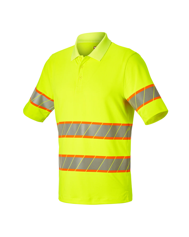 STRAUSS Class 2 High Visibility Polo Shirt in neon yellow on a plain product background