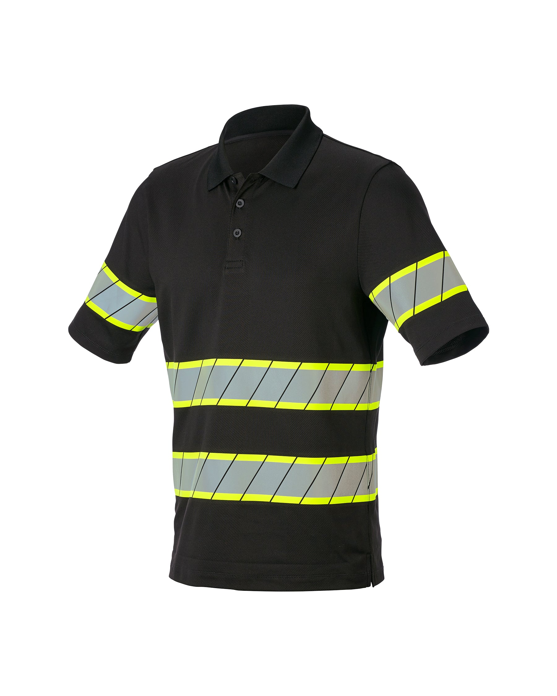 STRAUSS Enhanced Visibility Polo Shirt in black on a plain product background