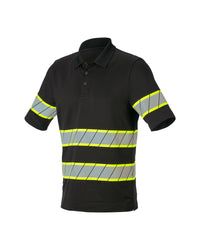 STRAUSS Enhanced Visibility Polo Shirt in black on a plain product background