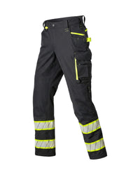 STRAUSS Enhanced Visibility Work Pants in black, front view