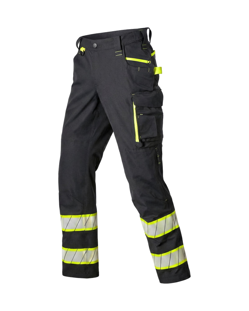 STRAUSS Enhanced Visibility Work Pants in black, front view