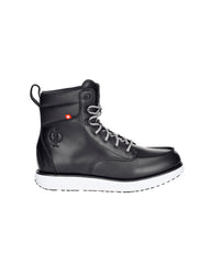 STRAUSS Boulder 6-inch Soft Toe Boot in Black, side profile view