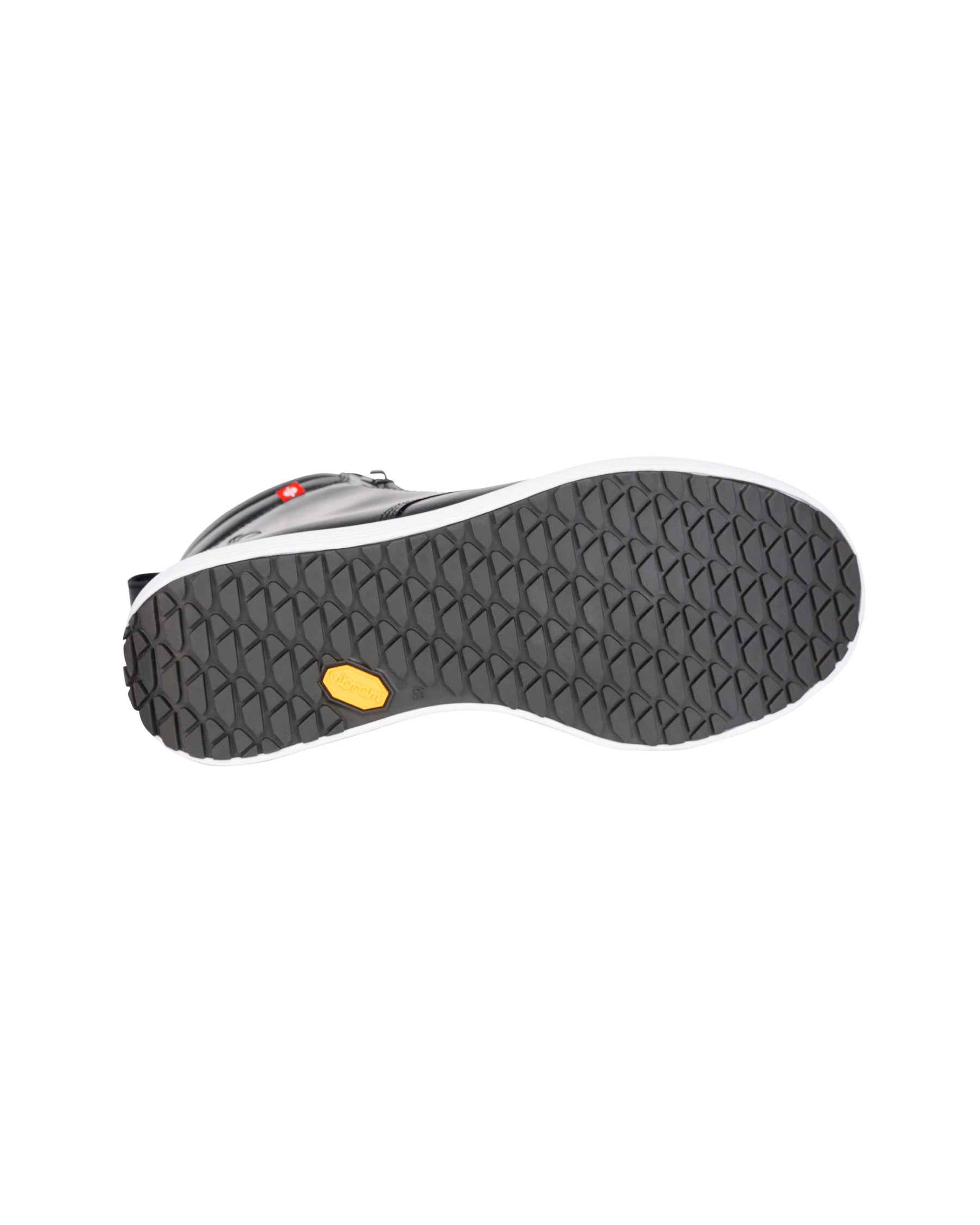 Outsole tread view of the STRAUSS Boulder 6-inch Soft Toe Boot in Black