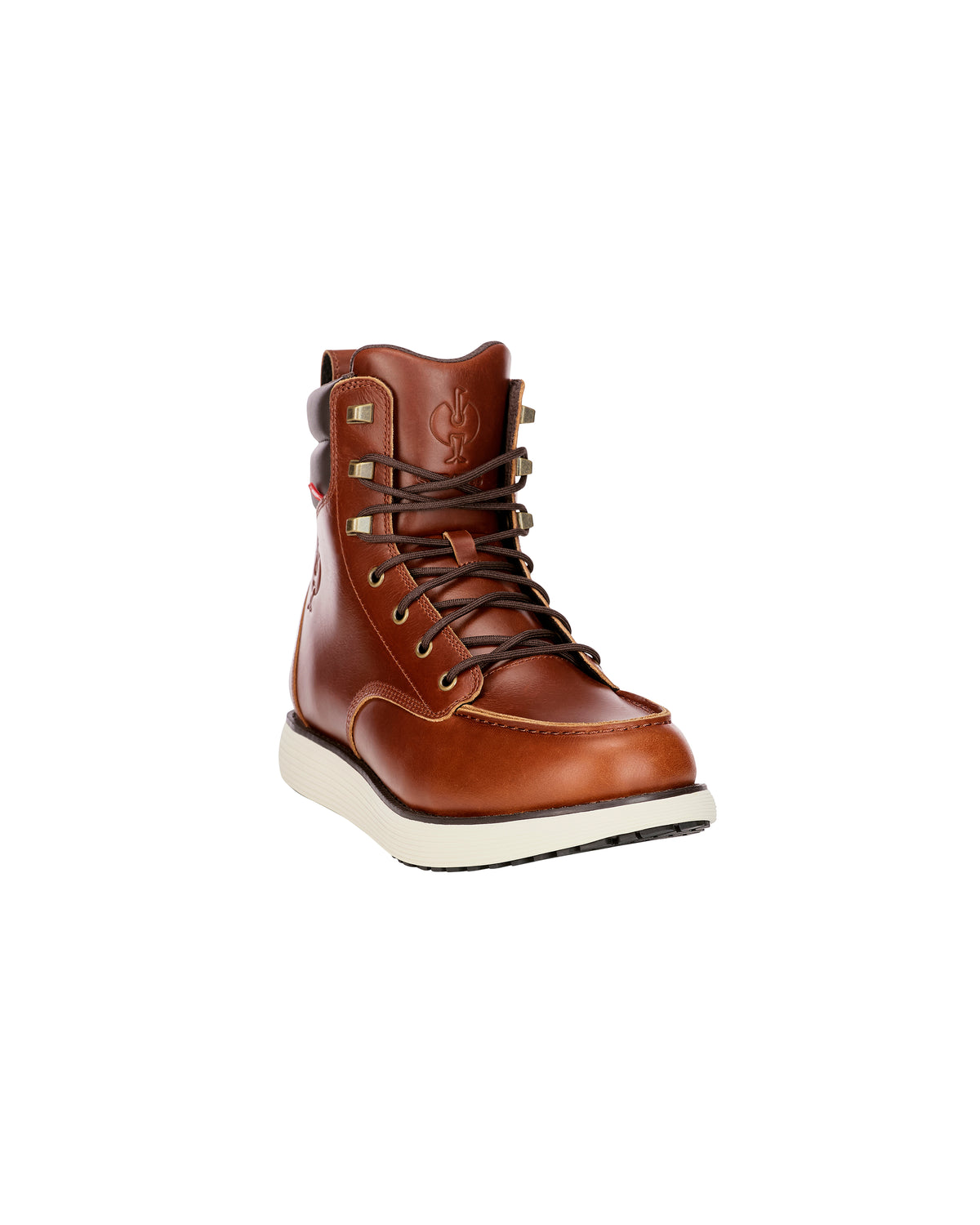 STRAUSS Boulder 6-inch Soft Toe Boot in Red brown, front three-quarter view