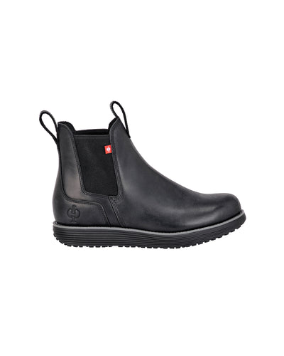 STRAUSS Amarillo 6-inch Soft Toe Chelsea Boot in Black, side profile view
