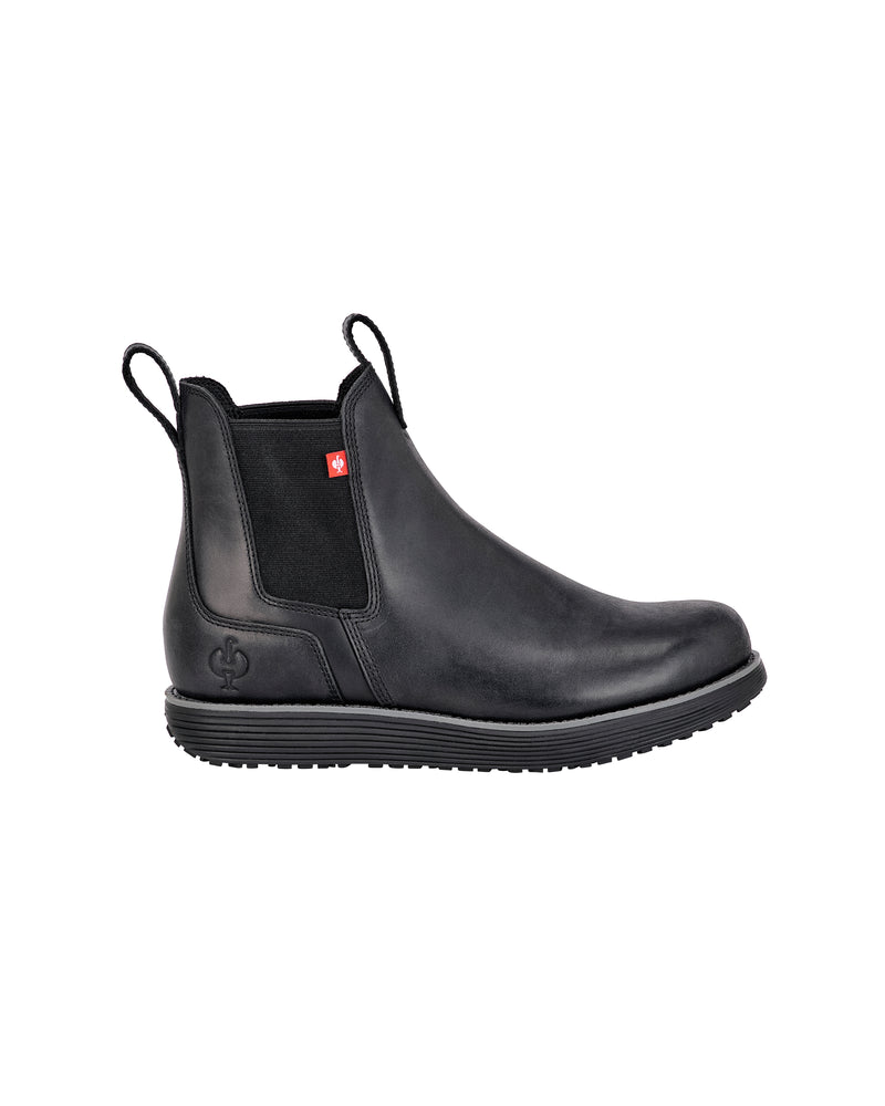 STRAUSS Amarillo 6-inch Soft Toe Chelsea Boot in Black, side profile view