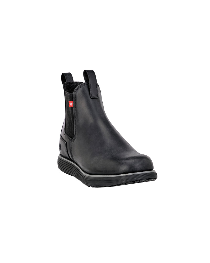 STRAUSS Amarillo 6-inch Soft Toe Chelsea Boot in Black, front three-quarter view