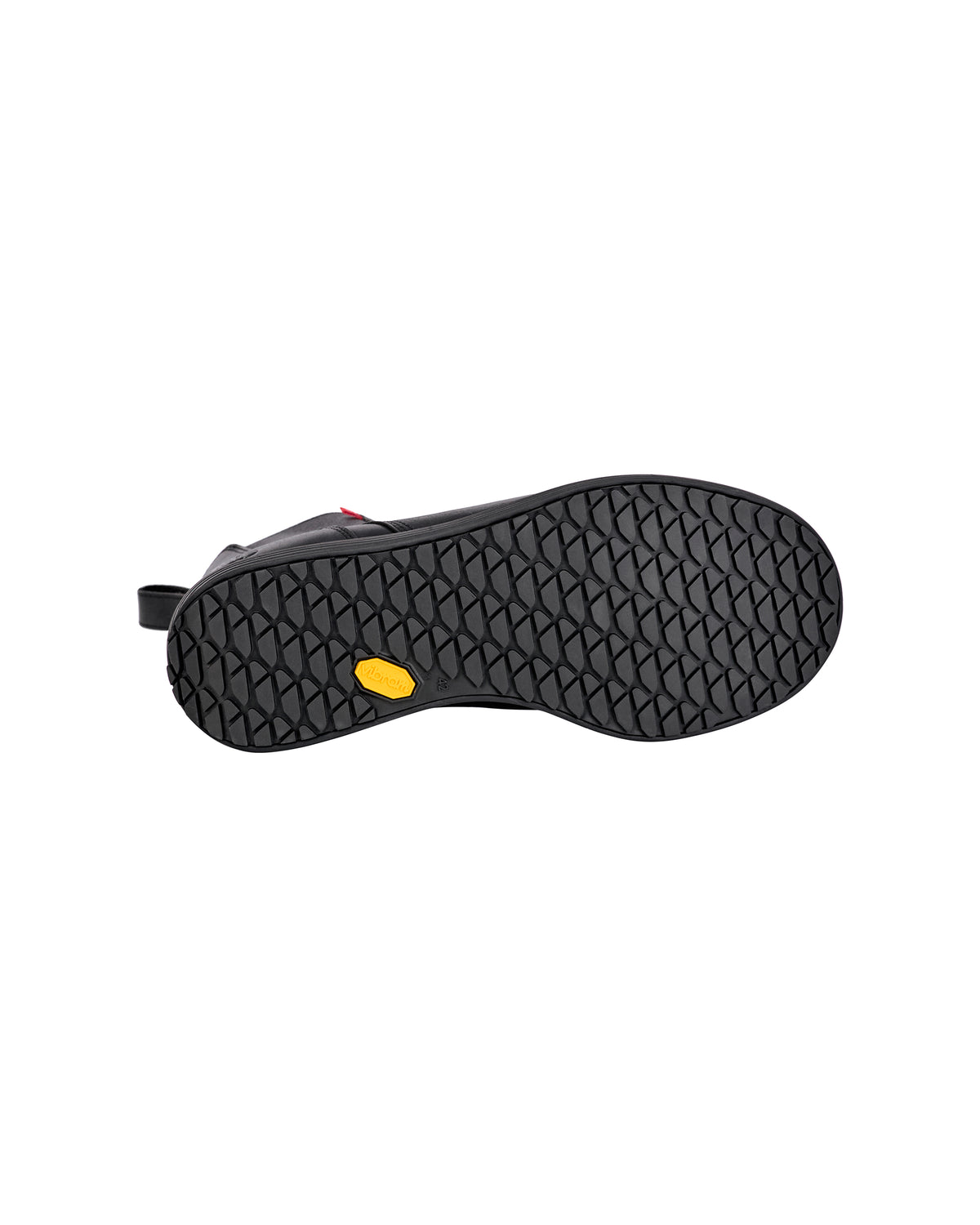 Outsole tread view of the STRAUSS Amarillo 6-inch Soft Toe Chelsea Boot in Black