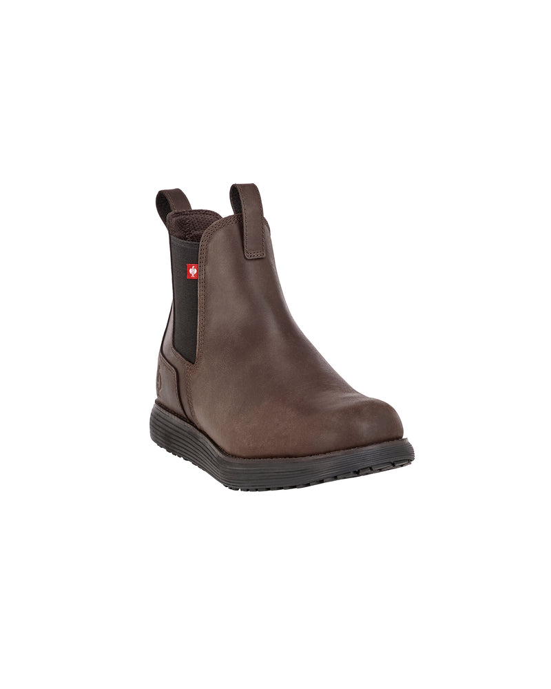 STRAUSS Amarillo 6-inch Soft Toe Chelsea Boot in Marsh brown, front three-quarter view