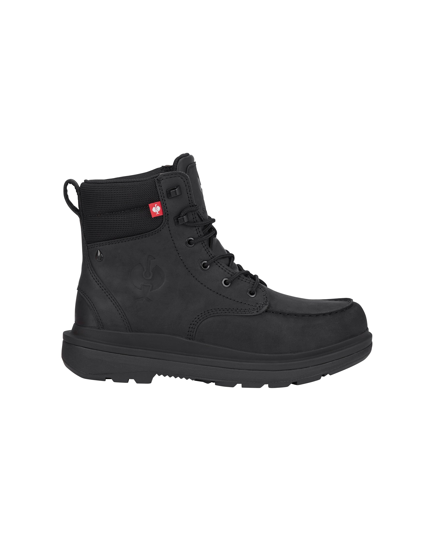 STRAUSS Ridgewood 6-inch Soft Toe Boot in Black, side profile view