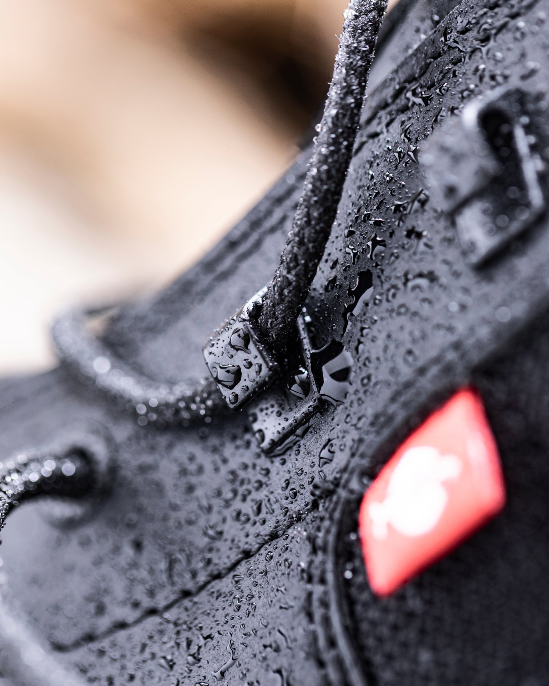 Close-up of the Black Ridgewood 6-inch Soft Toe Boot upper and laces