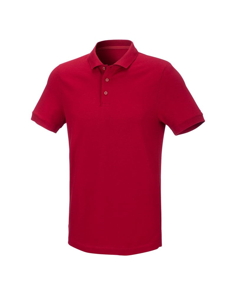 STRAUSS Cotton Stretch Polo Shirt in fire red on a plain product background