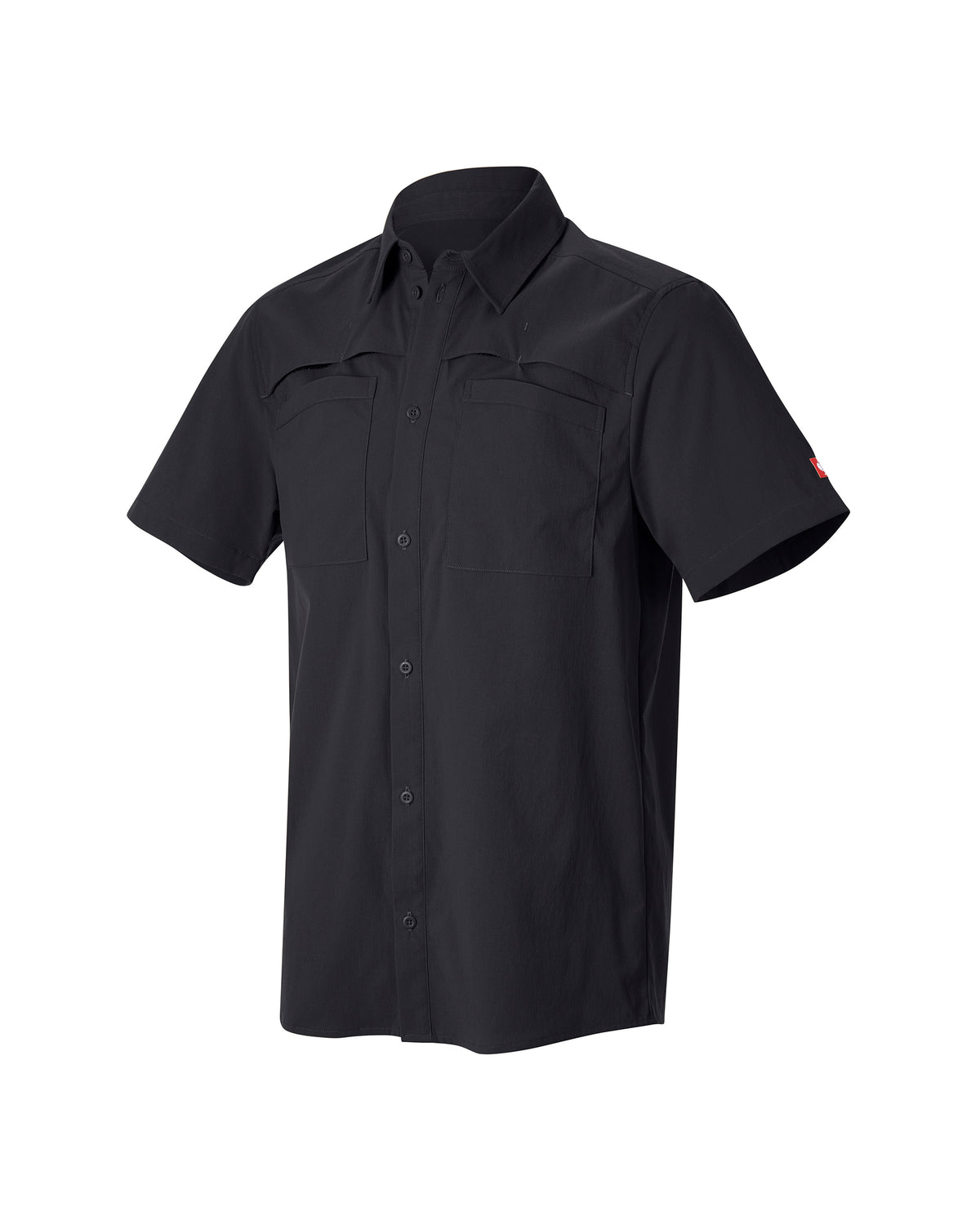 STRAUSS e.s.taktik Stretch Ripstop Short Sleeve Work Shirt in black on a plain product background