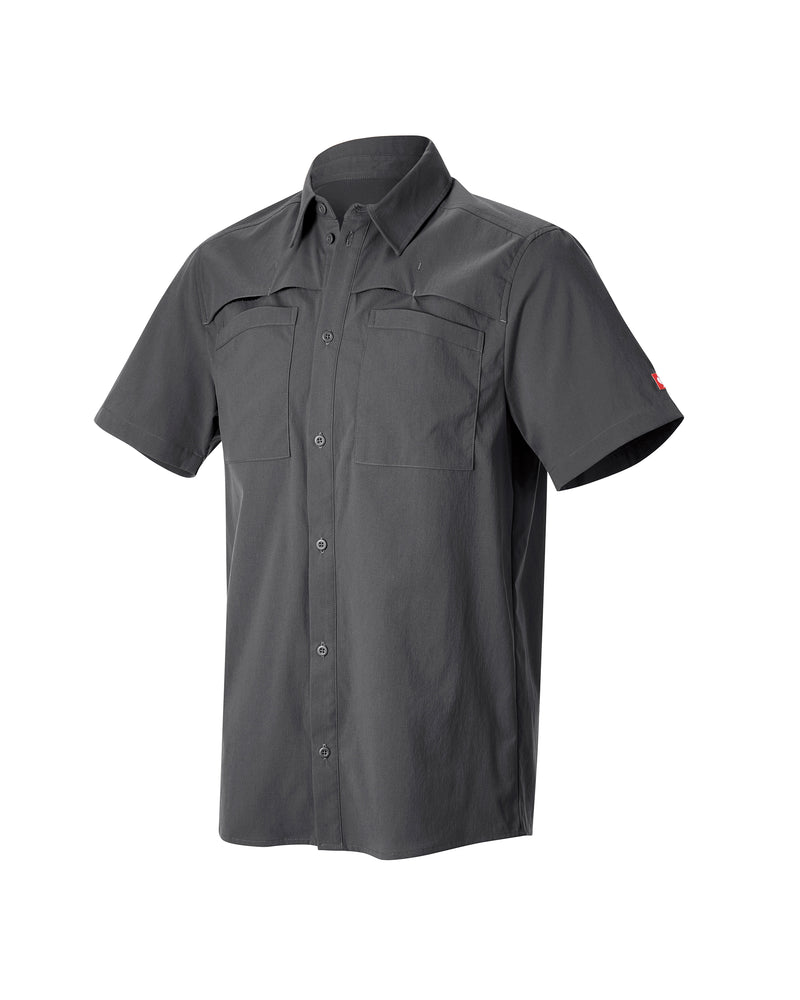 STRAUSS e.s.taktik Stretch Ripstop Short Sleeve Work Shirt in carbon gray on a plain product background