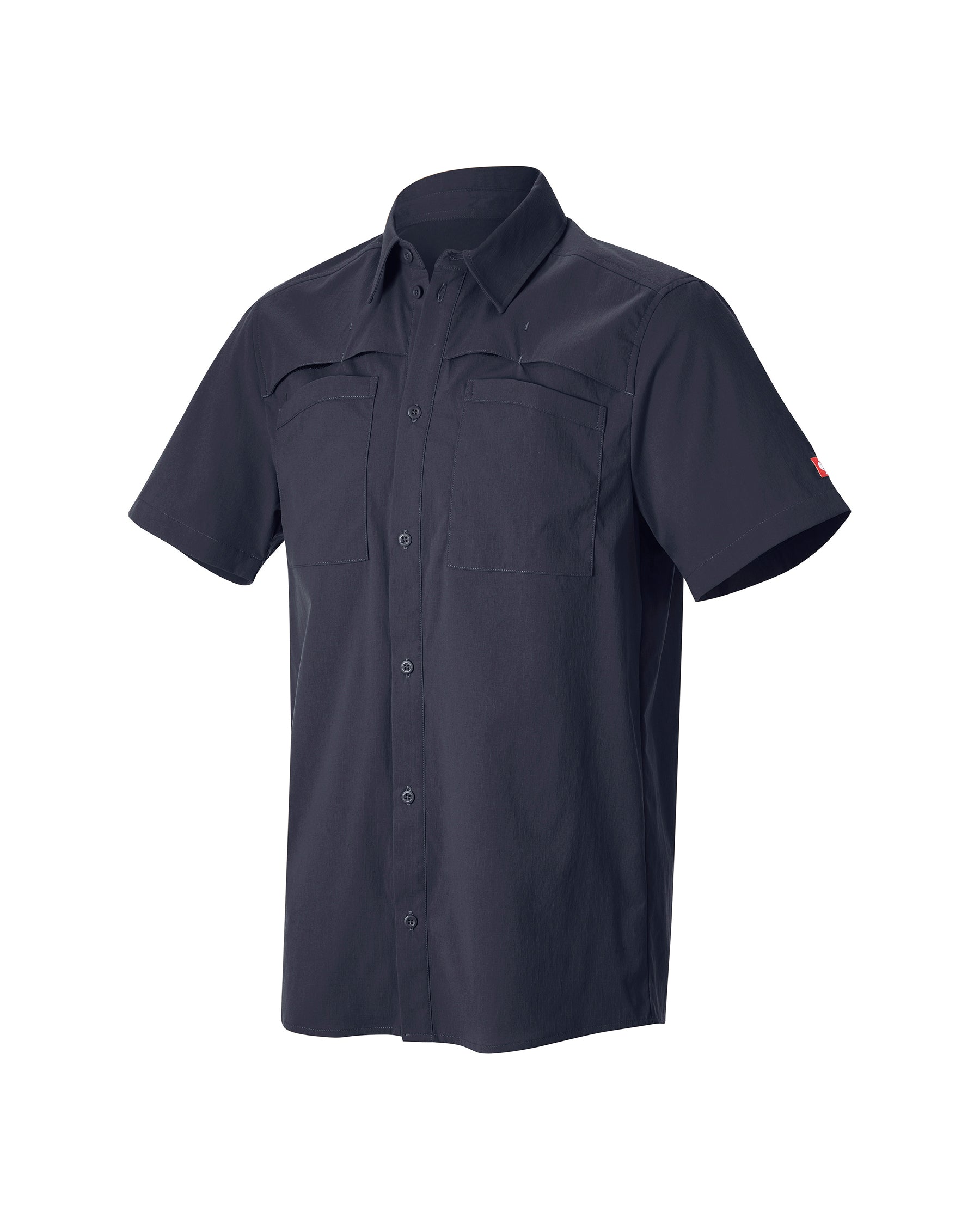 STRAUSS e.s.taktik Stretch Ripstop Short Sleeve Work Shirt in nero blue on a plain product background