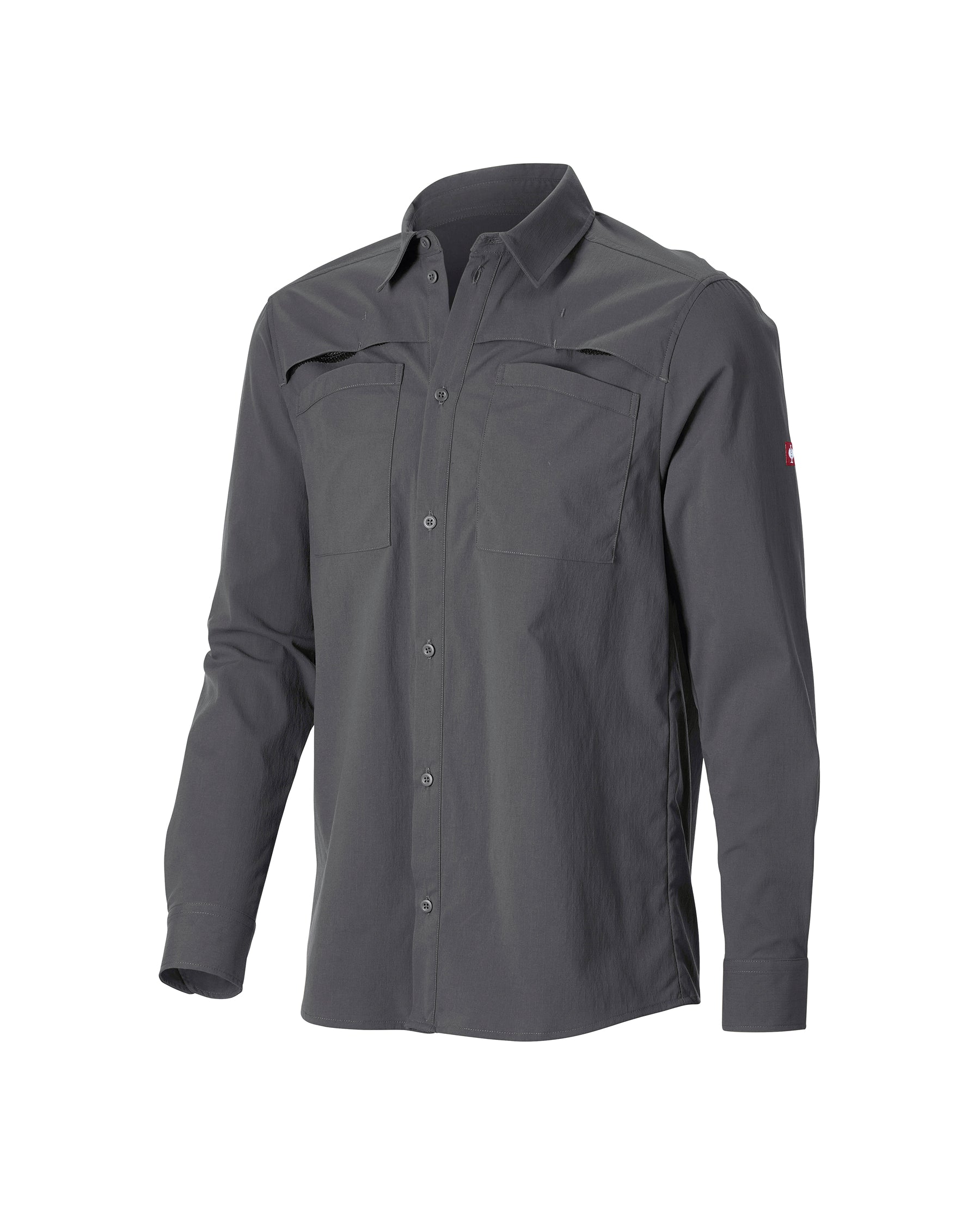 STRAUSS e.s.taktik Stretch Ripstop Long Sleeve Work Shirt in carbon gray on a plain product background