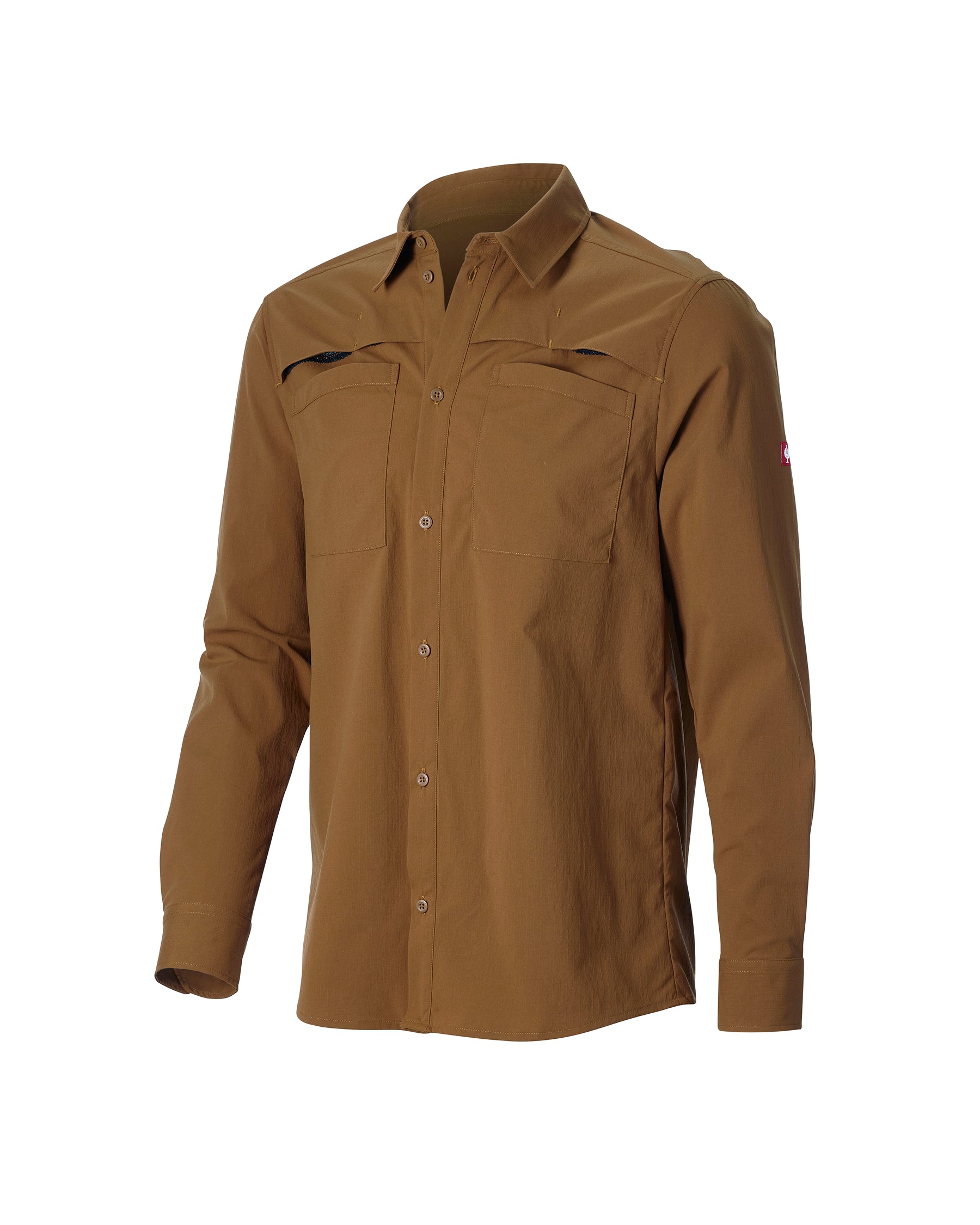 STRAUSS e.s.taktik Stretch Ripstop Long Sleeve Work Shirt in desert brown on a plain product background